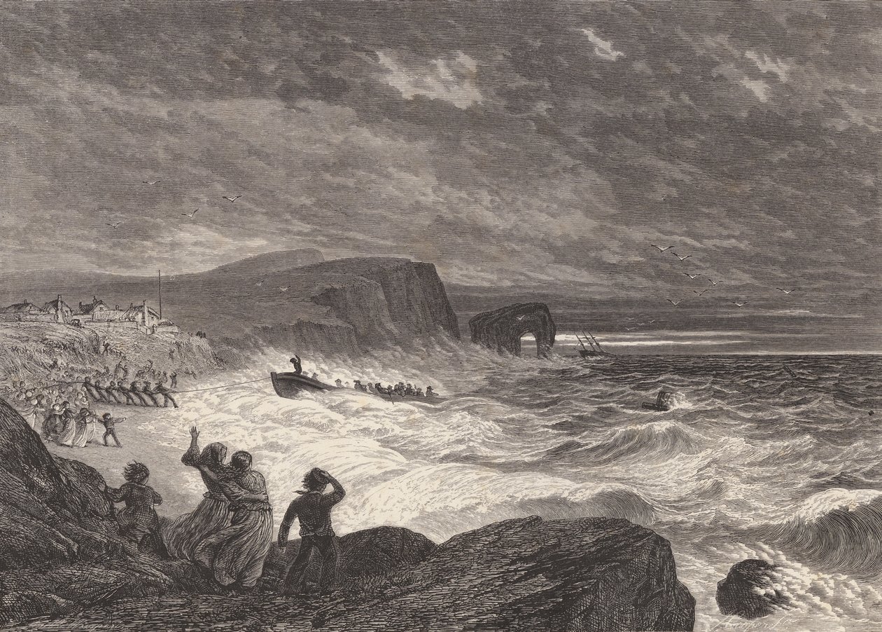 Beaching the lifeboat by Edmund Morison (after) Wimperis