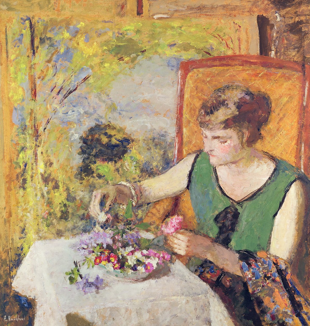 Woman with a Bouquet of Flowers, 1925 by Edouard Vuillard