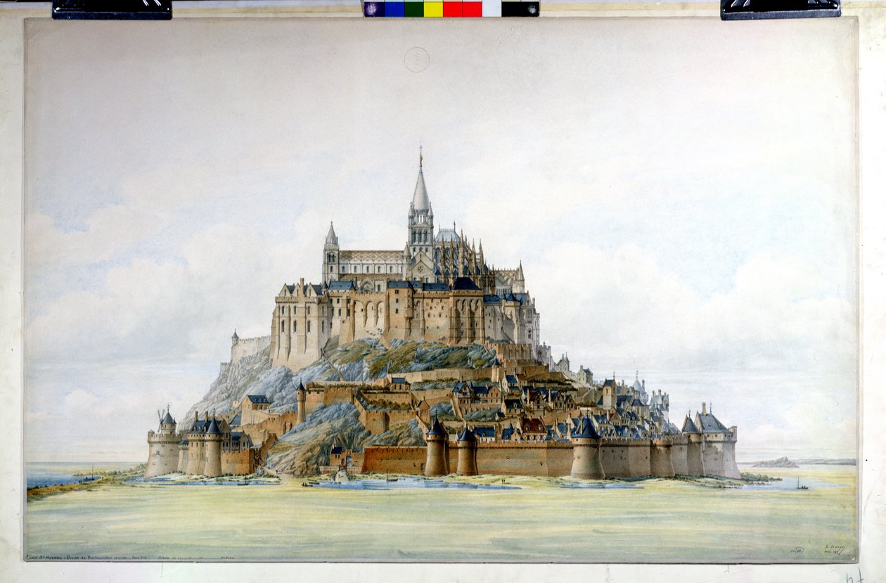 Project for Restoration of Mont Saint-Michel (south side) by Edouard Jules Corroyer