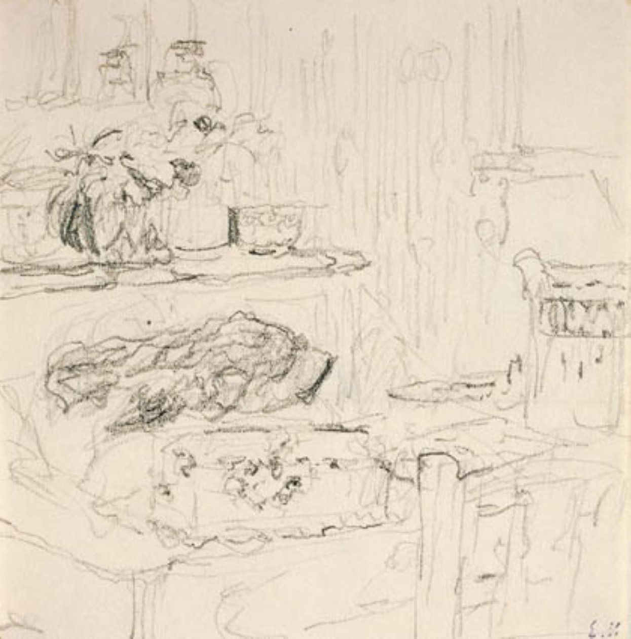 Interior with Square Table by Edouard Vuillard