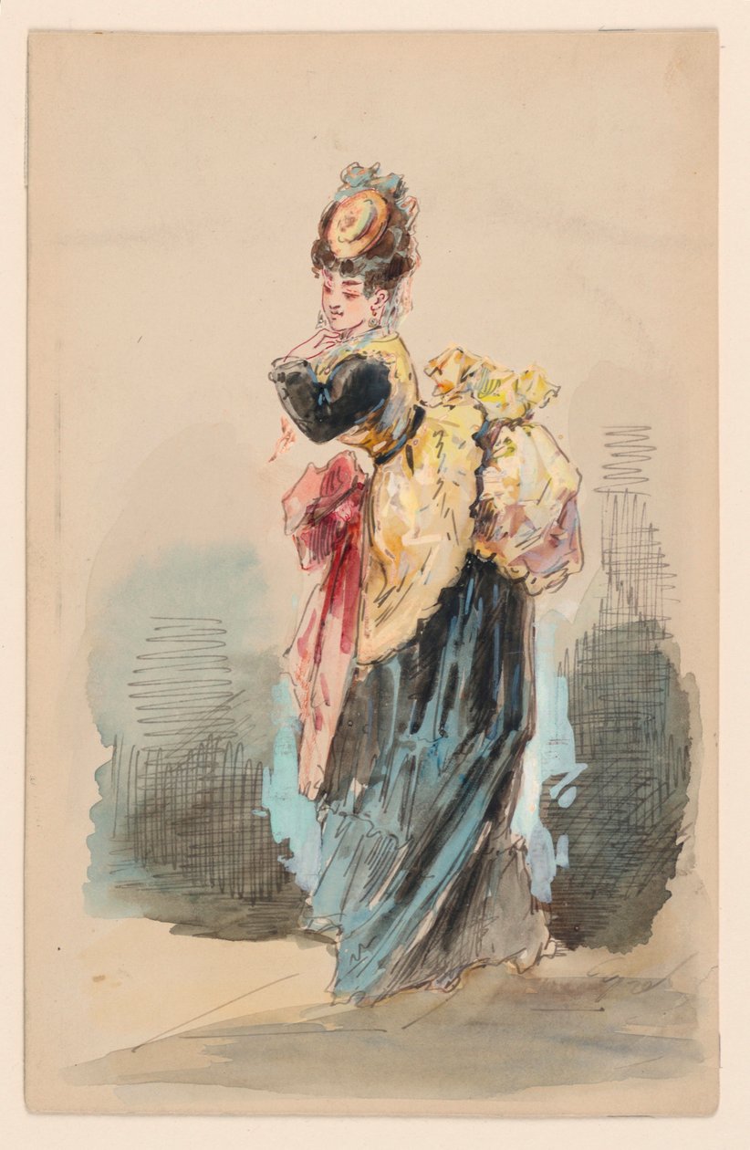 A Lady Promenading by Edouard de Beaumont
