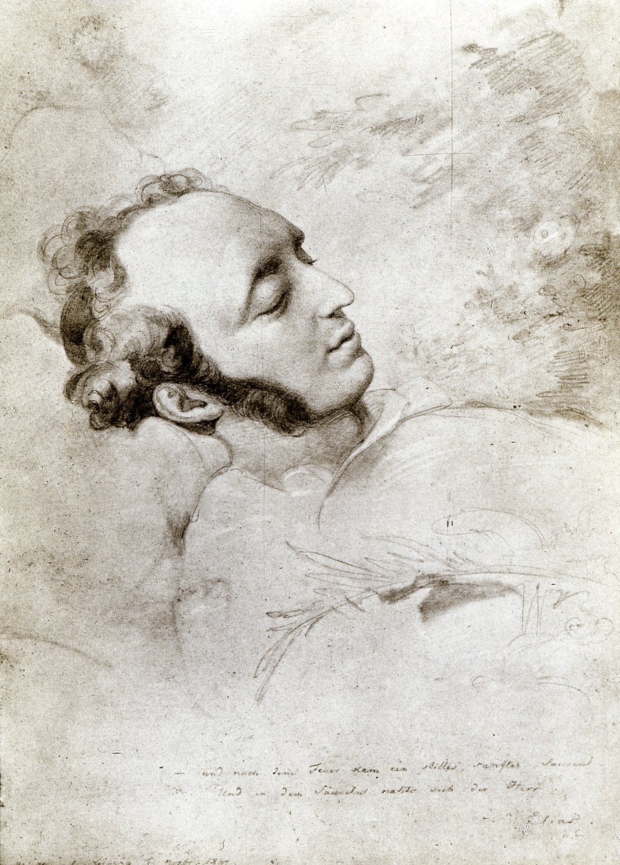 Felix Mendelssohn (1809-47) on his deathbed, c.1847 by Eduard Bendemann
