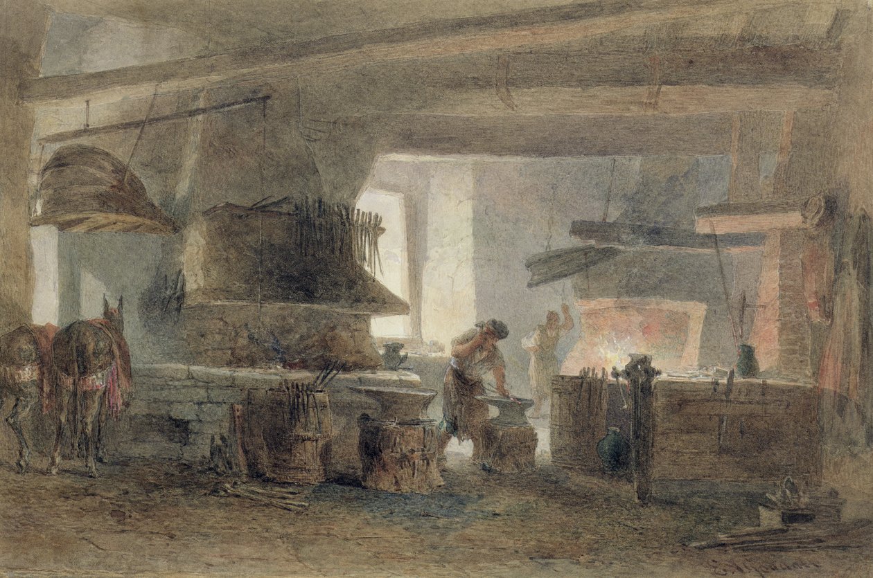 A Smithy at Seville by Edward Angelo Goodall