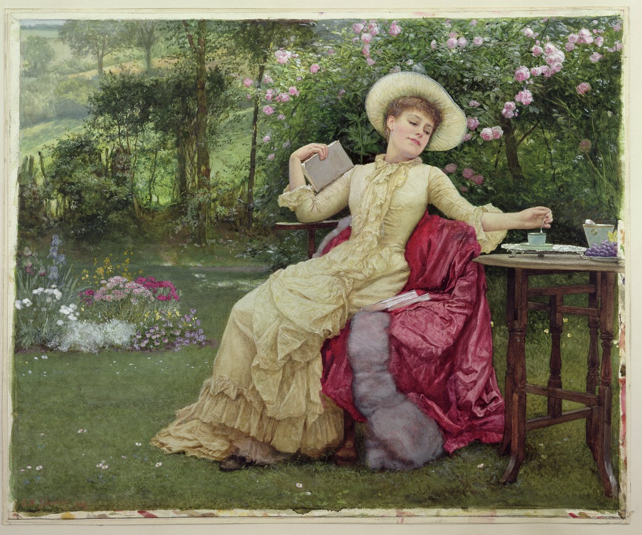 Drinking Coffee and Reading in the Garden by Edward Killingworth Johnson