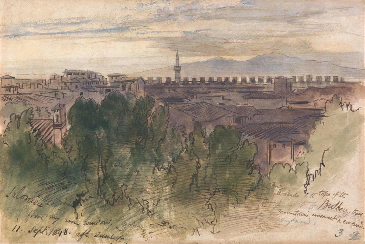 Salonica, from My Room Window, 11 Sept. 1848, After Sunset by Edward Lear