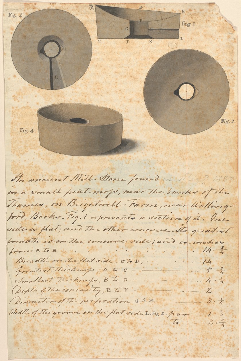 Study of Ancient Roman Millstone (?) by Edward Francis Burney