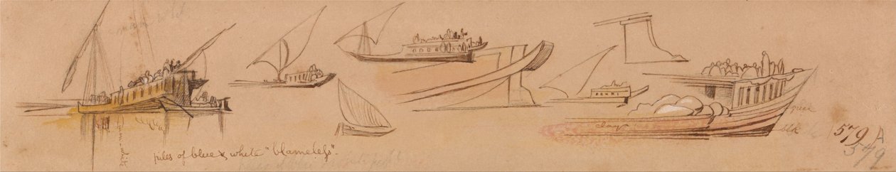 Boats on the Nile by Edward Lear