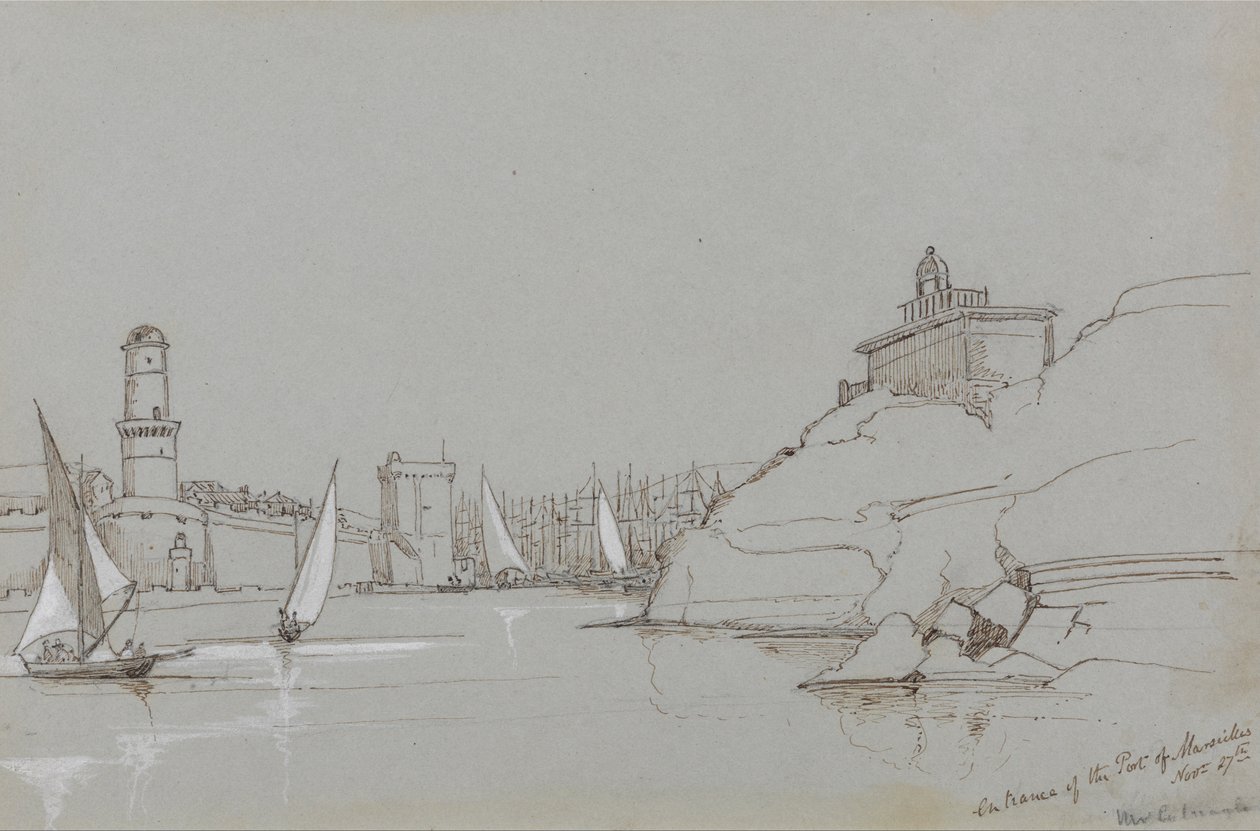 Entrance to the Port of Marseilles by Edward Lear