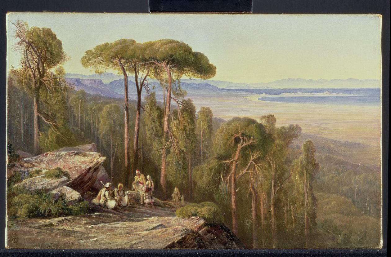 Travellers in a wood by Edward Lear