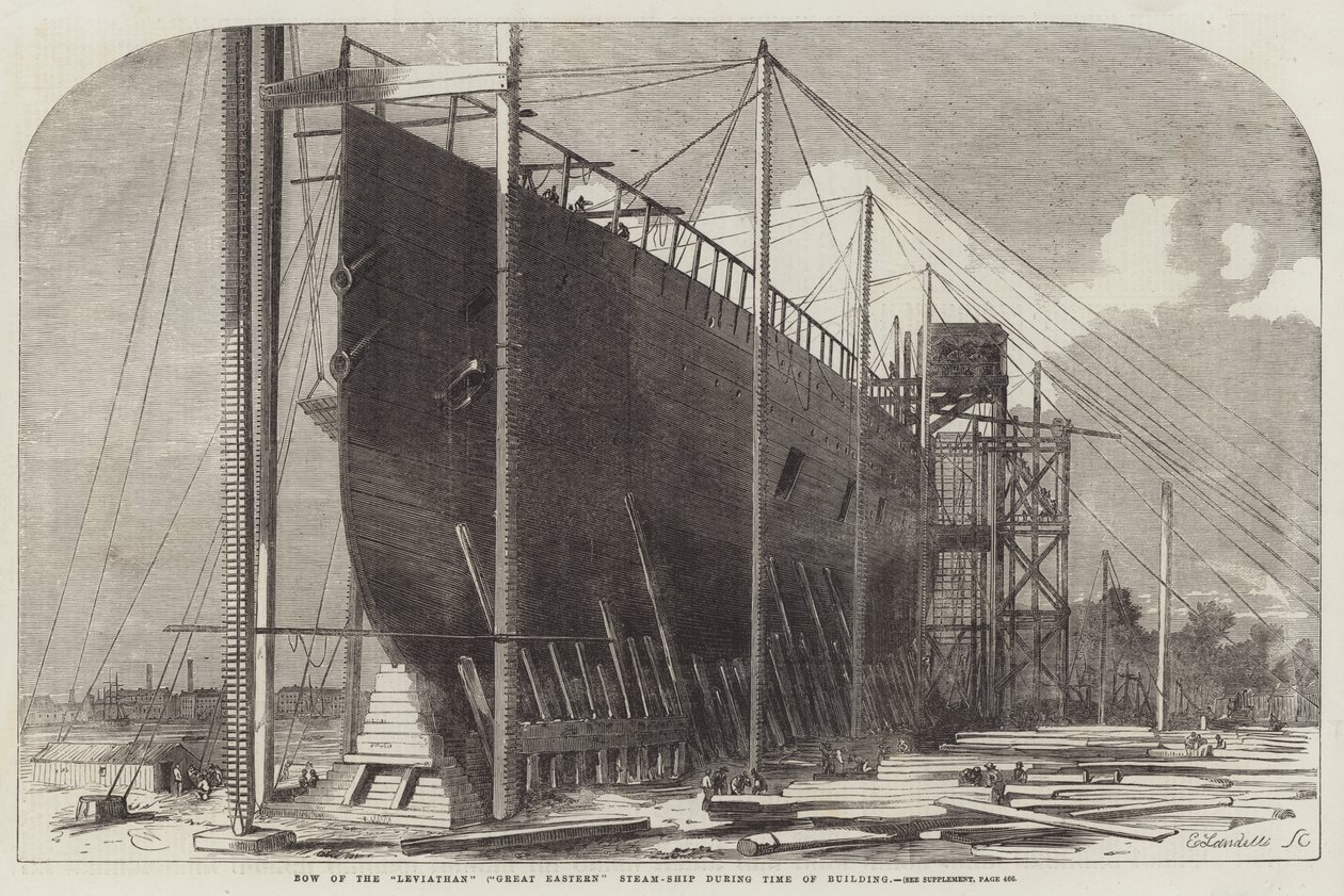 Bow of the Leviathan (Great Eastern) Steam-Ship during Time of Building by Edwin Weedon