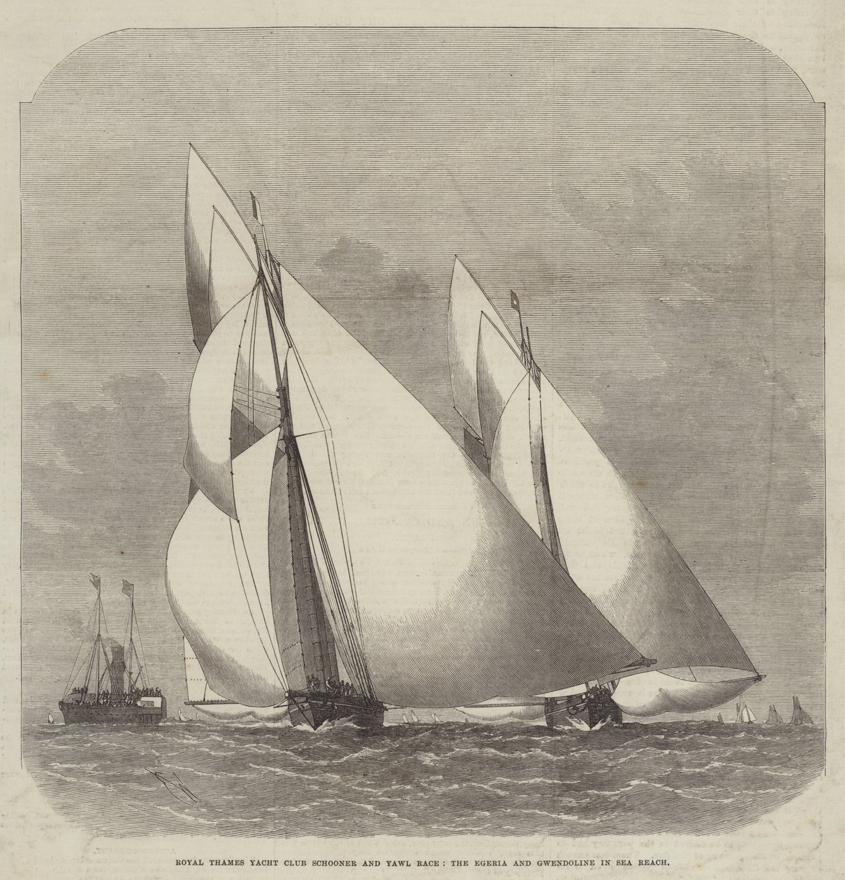 Royal Thames Yacht Club Schooner and Yawl Race, the Egeria and Gwendoline in Sea Reach by Edwin Weedon