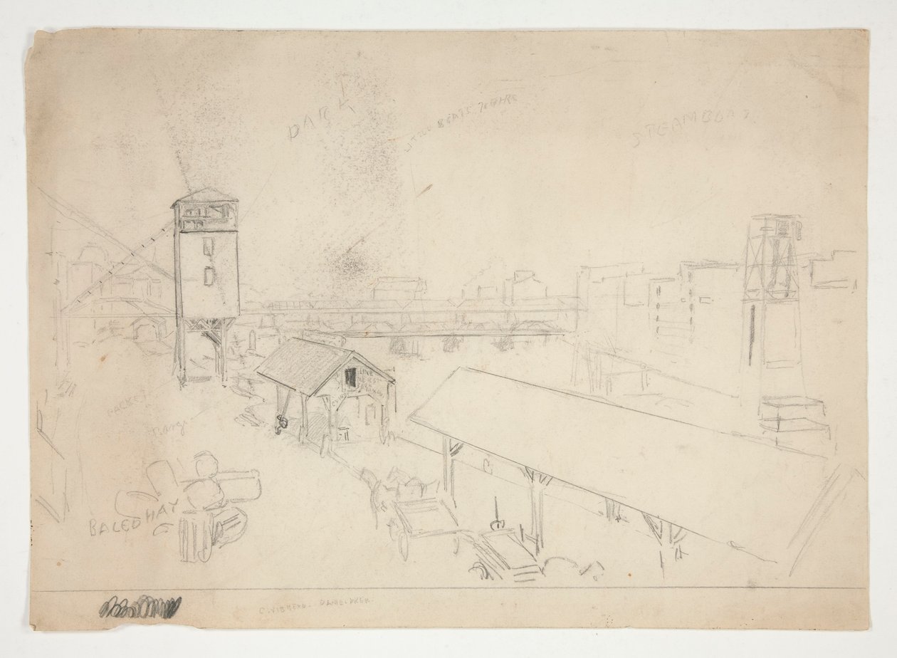 Barge Loading Scene at a River by Edwin Austin Abbey