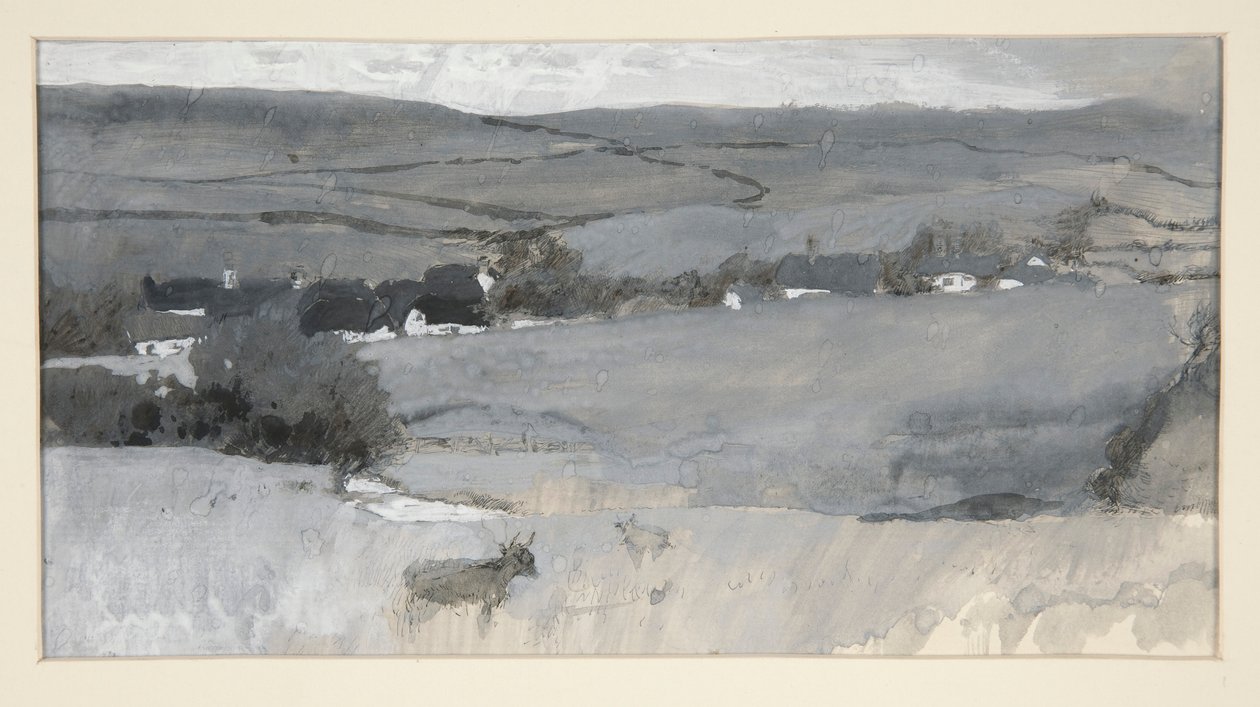 Landscape with Cow in Foreground by Edwin Austin Abbey
