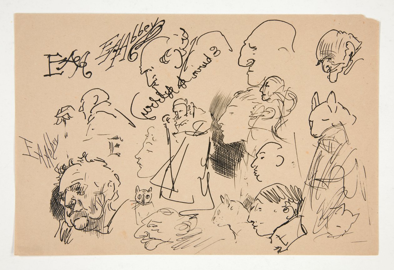 Sheet of Sketches of Heads by Edwin Austin Abbey