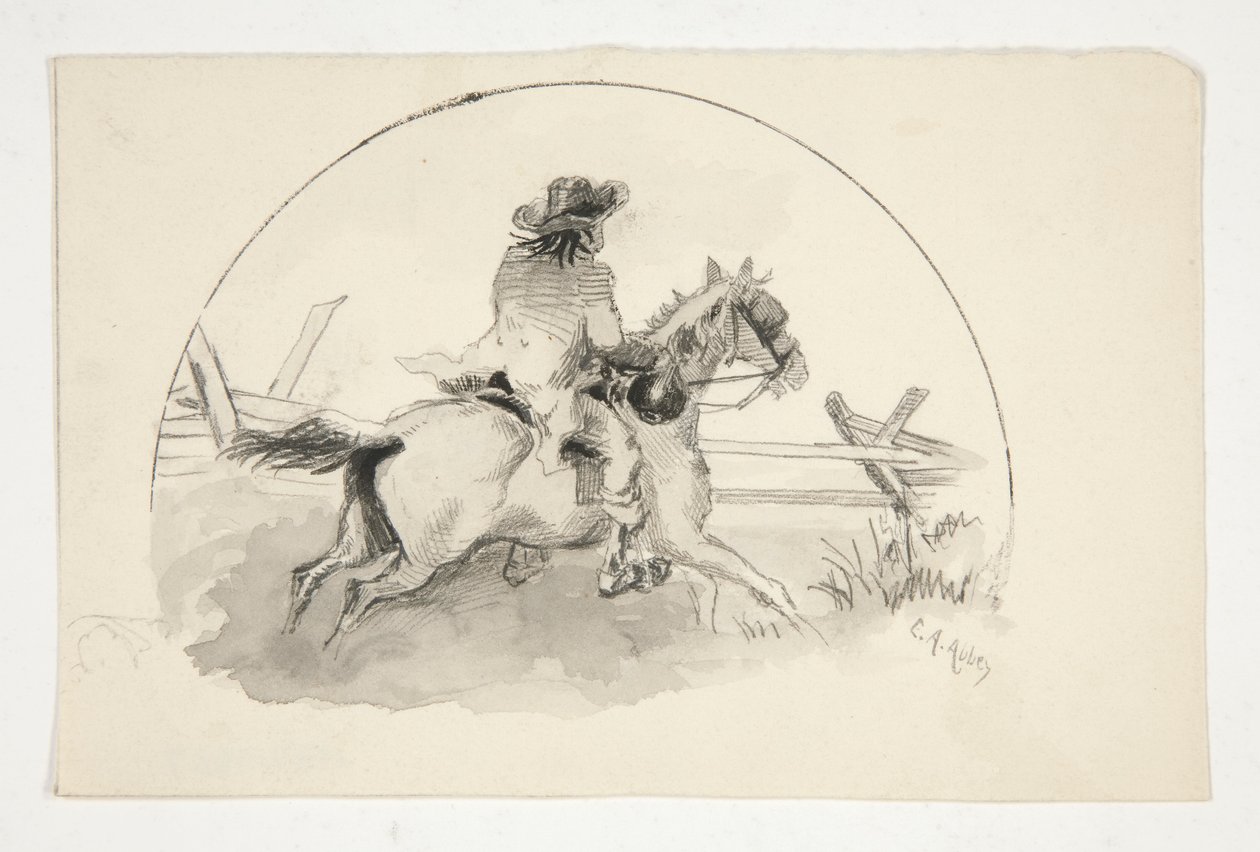 Unidentified Illustration [Man on Horseback] by Edwin Austin Abbey