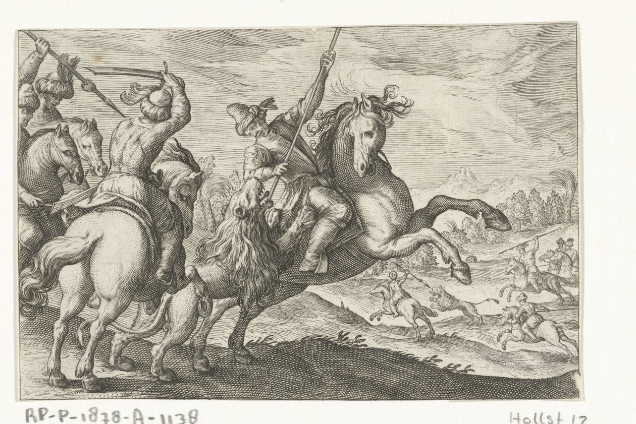 Lion Hunt (Hunting Scenes series) (Icones Venantum Species Varias Representantes series) by Egbert Jansz.