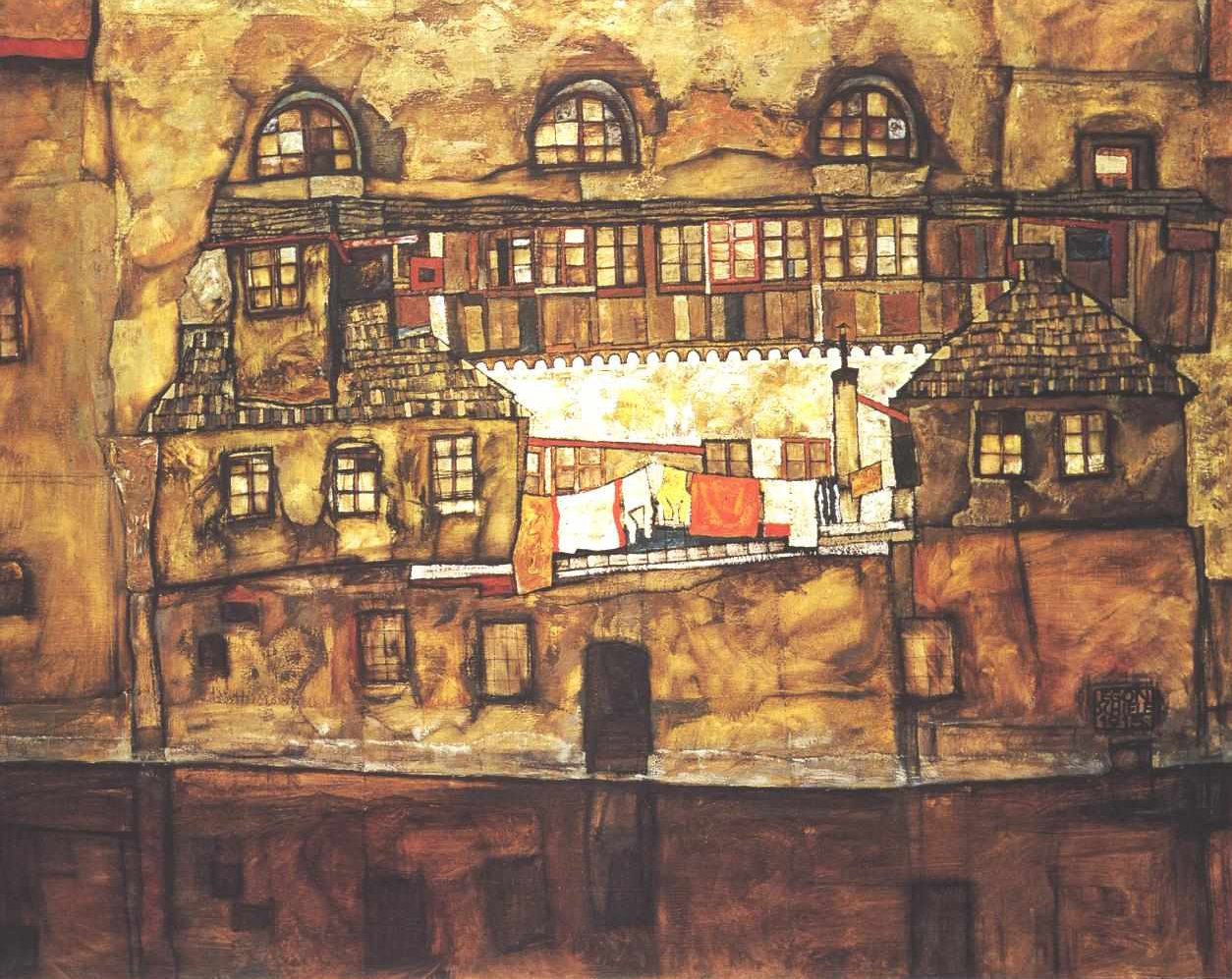 House by the River by Egon Schiele
