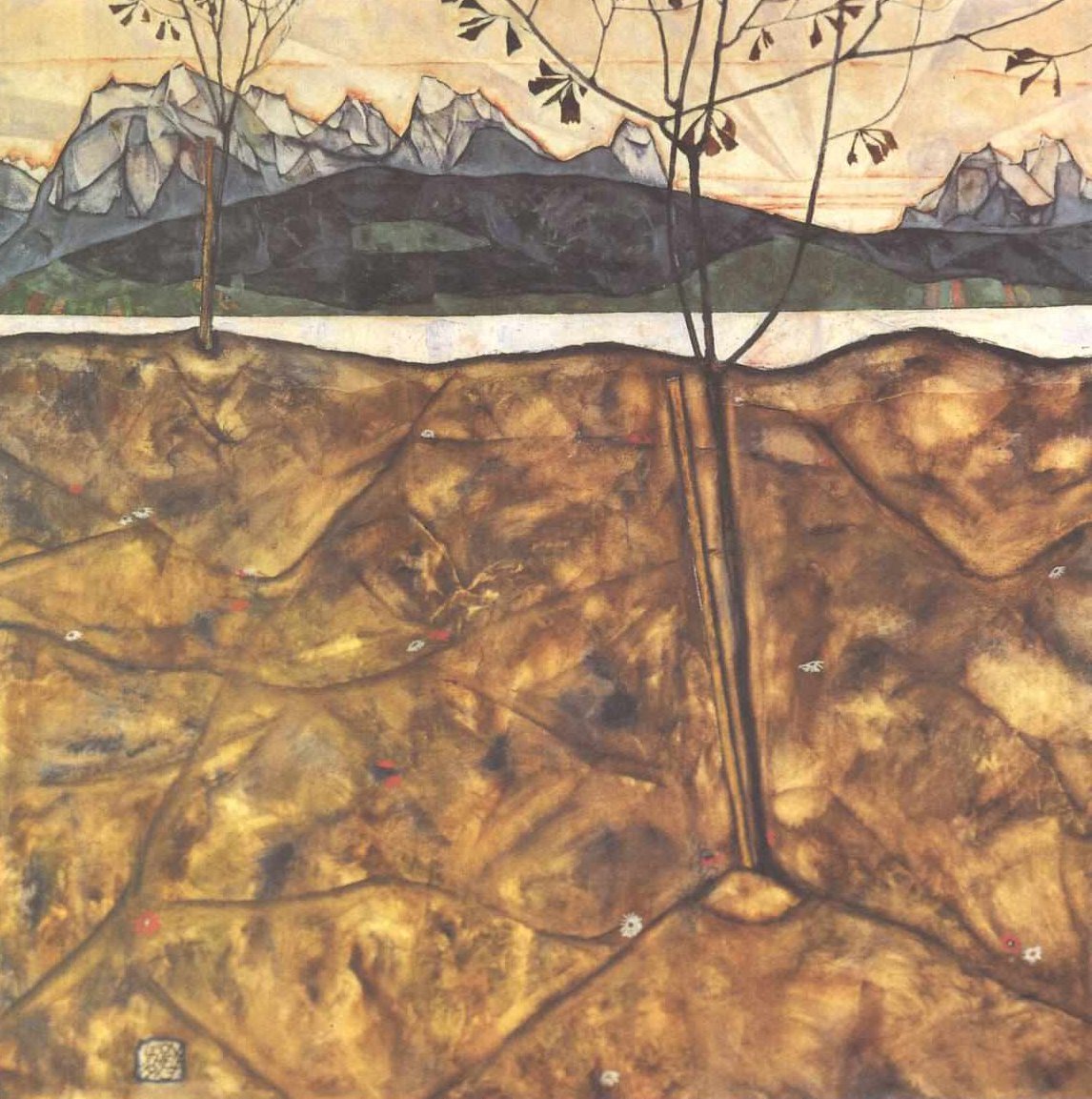 Landscape with Two Trees by Egon Schiele