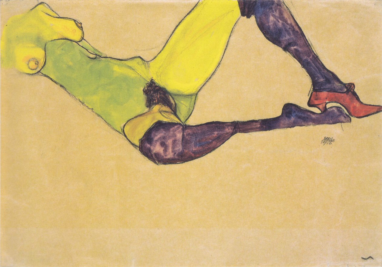 Reclining Female Nude Torso by Egon Schiele