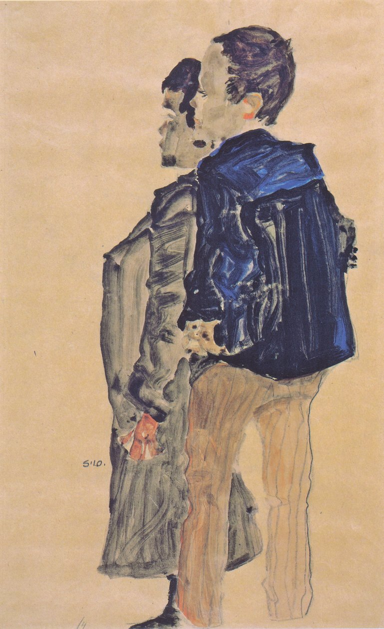 Back View of Two Boys by Egon Schiele