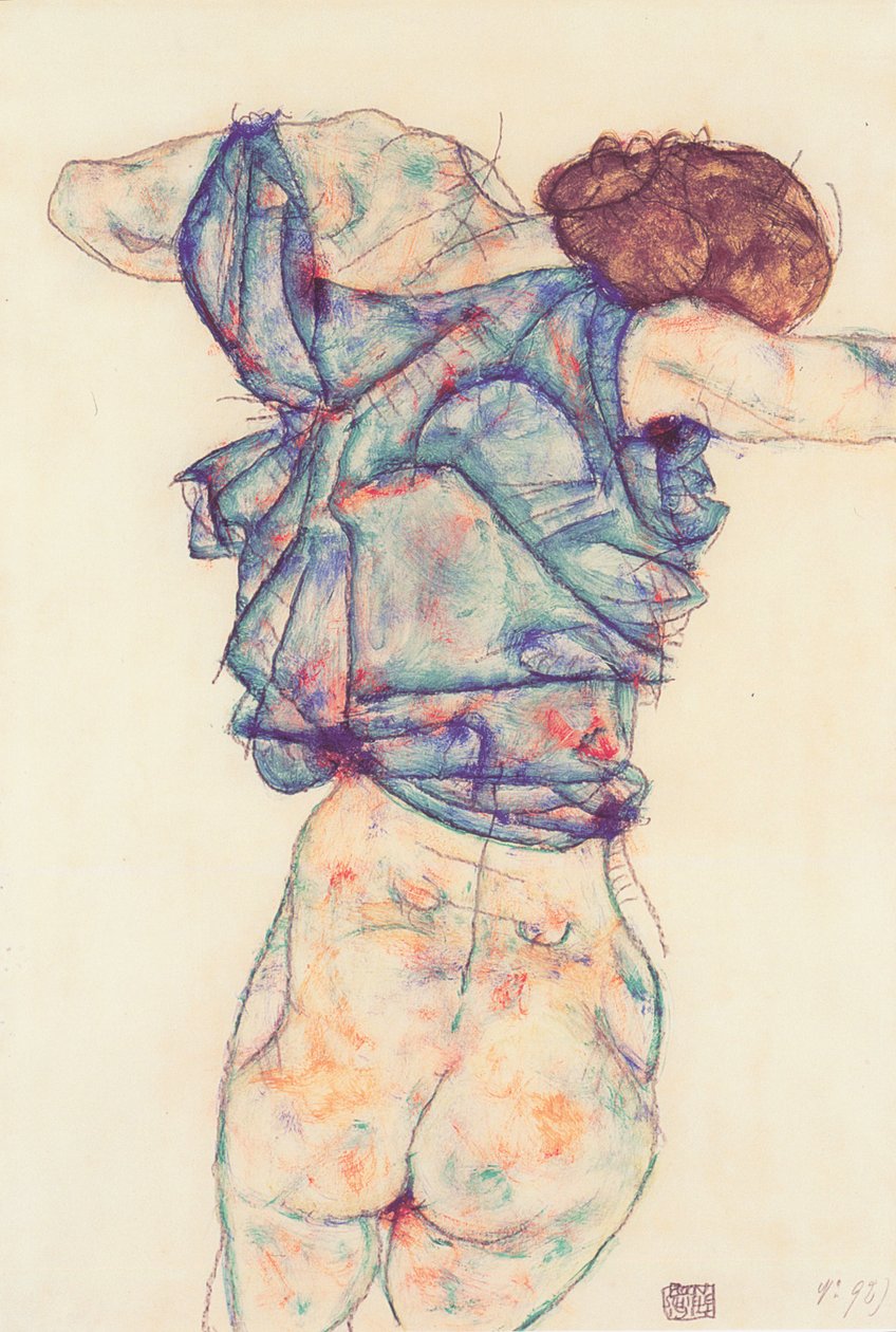 Woman Undressing by Egon Schiele