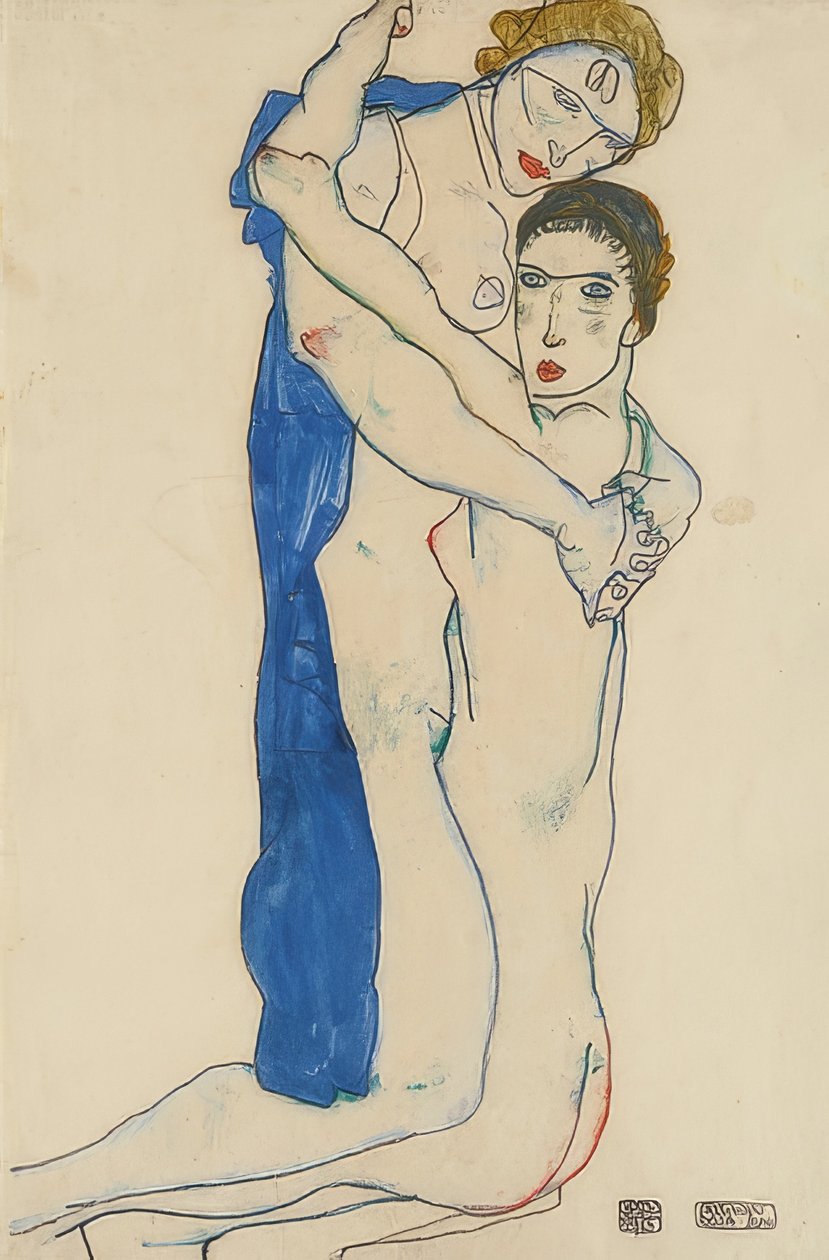 Friend, Pink-Blue. 1913 by Egon Schiele