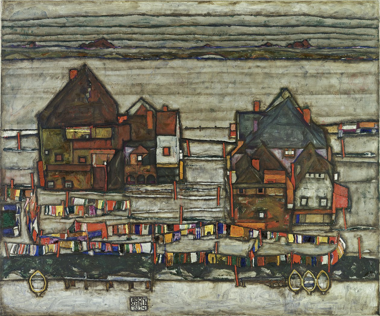 Houses With Washing Lines by Egon Schiele