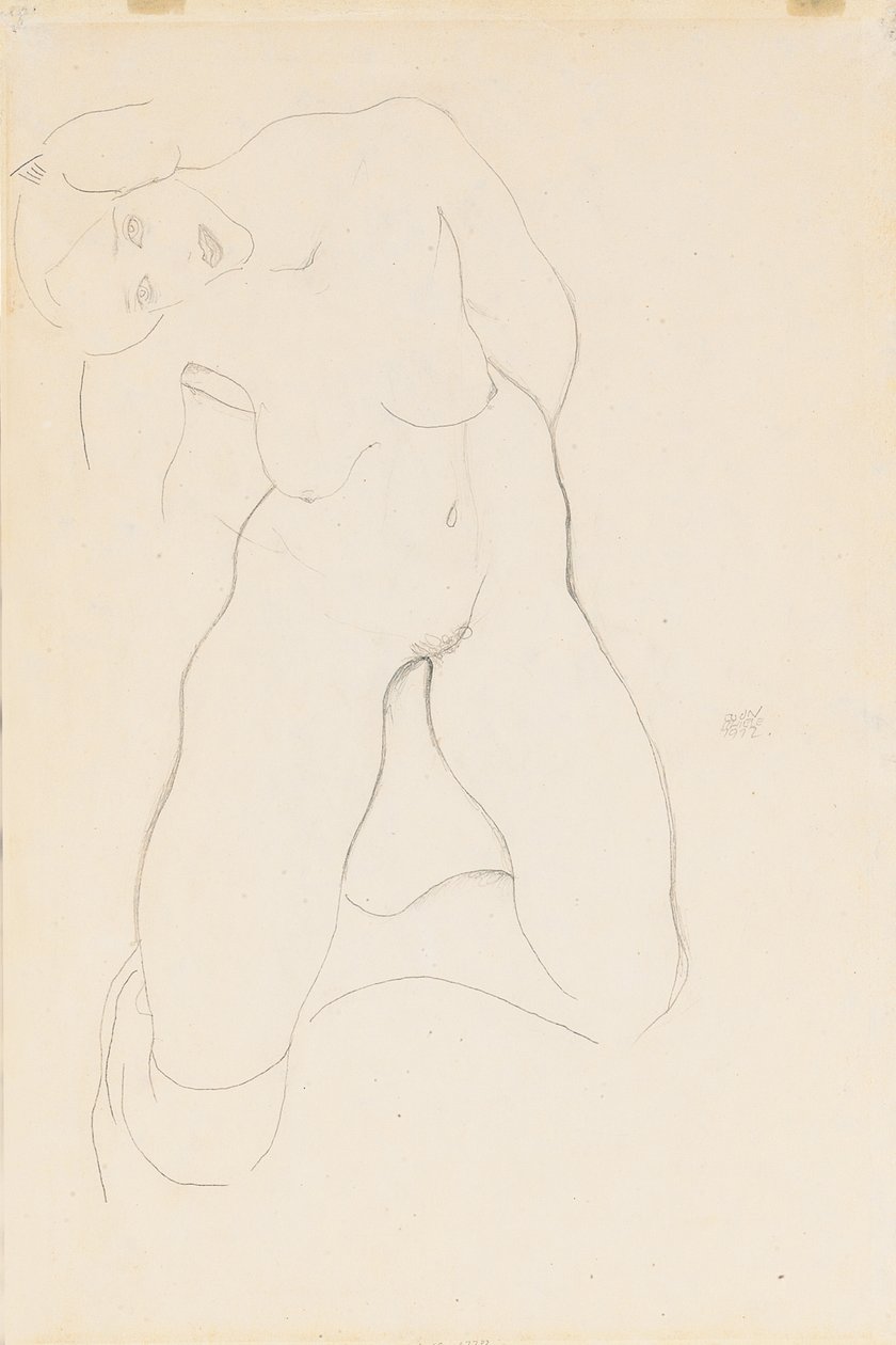 Kneeling Female Nude by Egon Schiele