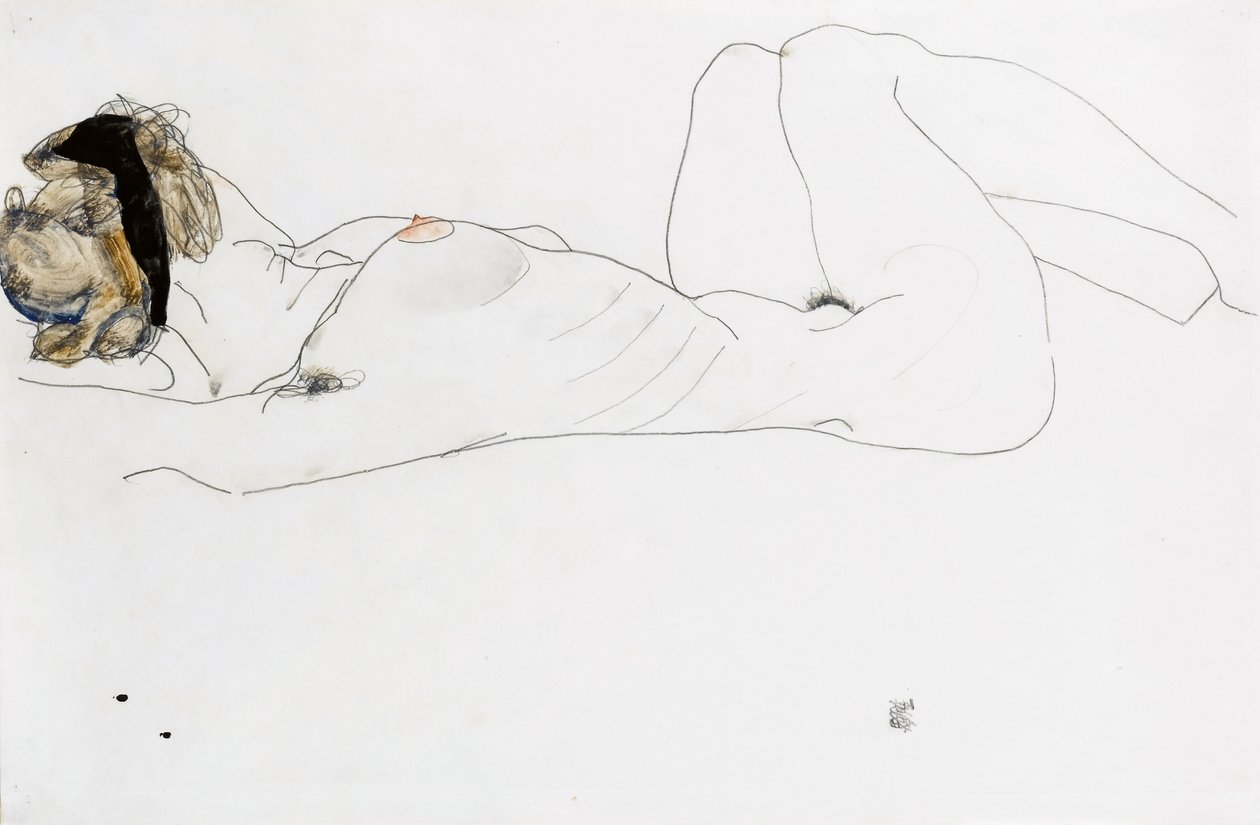 Reclining Female Nude by Egon Schiele