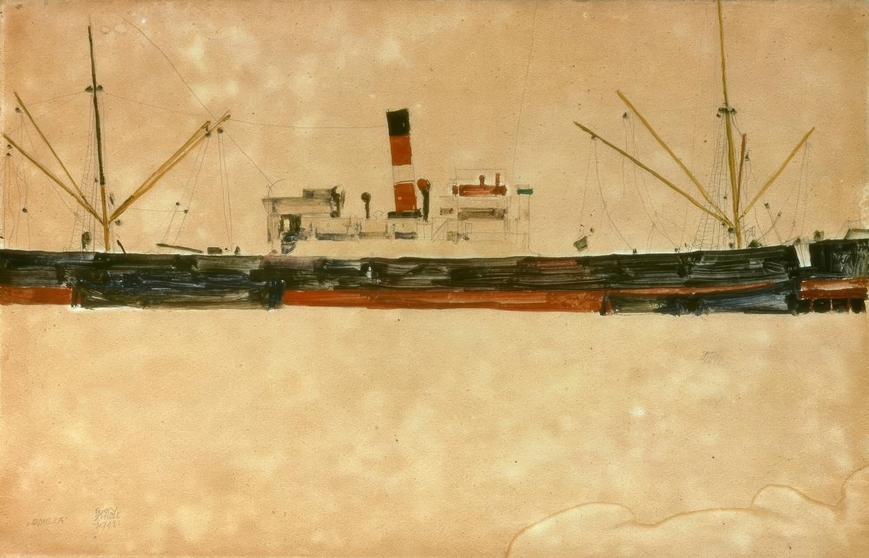 Ships in the Port of Trieste by Egon Schiele