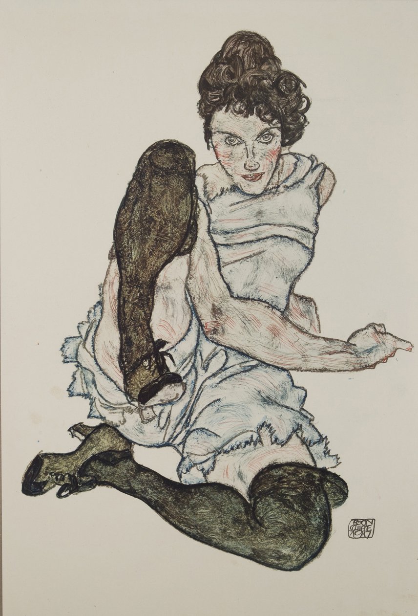 Seated Woman with Legs Drawn Up by Egon Schiele