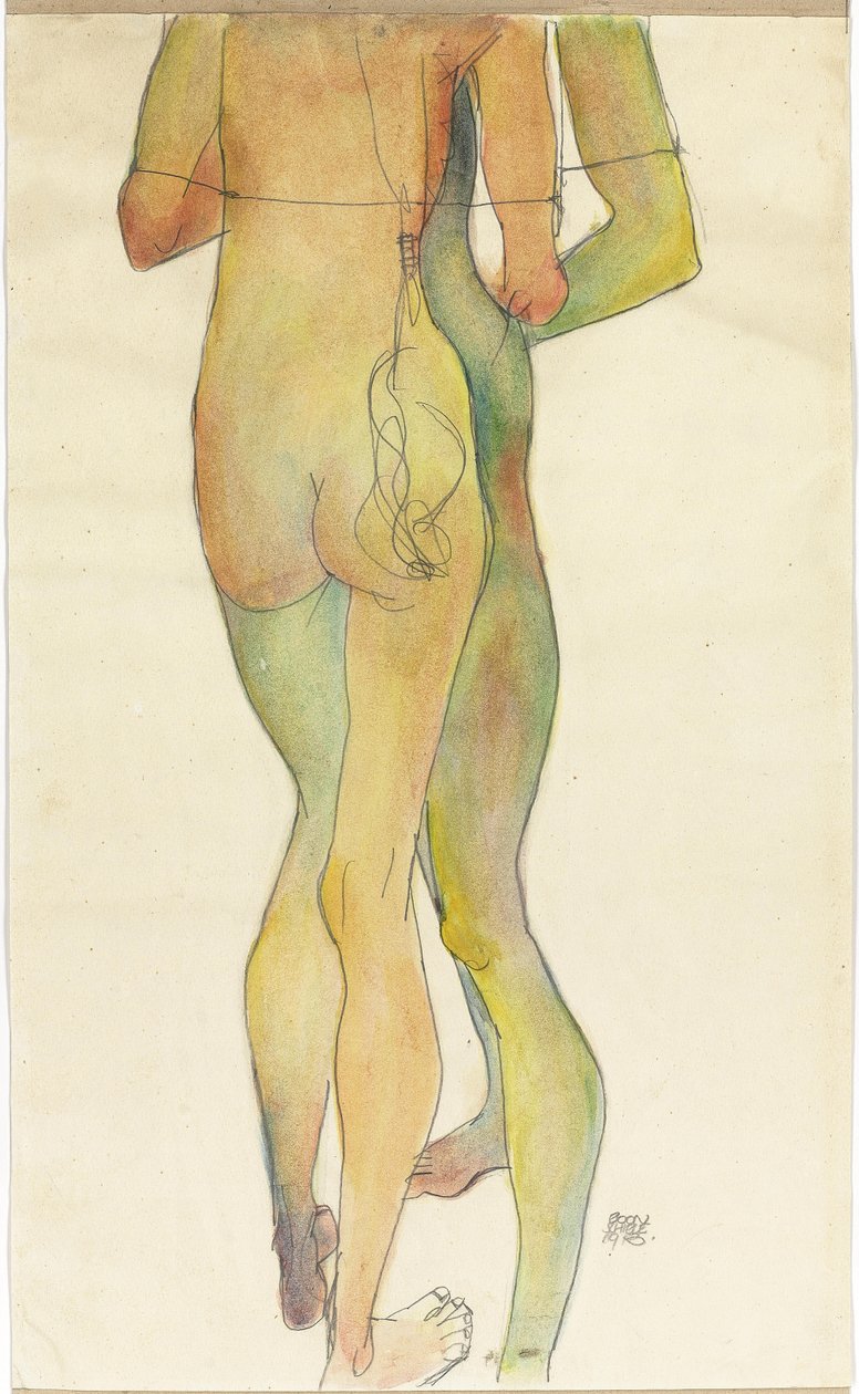 Two standing nudes by Egon Schiele