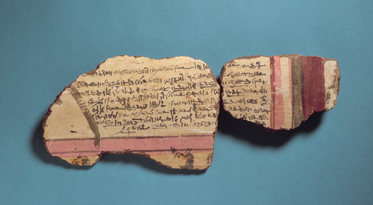Cartonnage Fragments Bearing Demotic Inscriptions by Egyptian