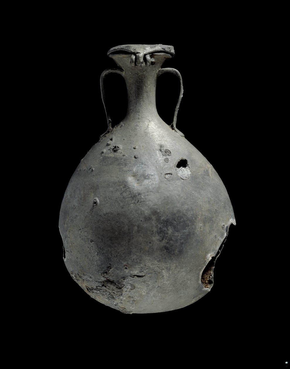 Tin-Lead Alloy Flask with Lid by Egyptian 18th Dynasty