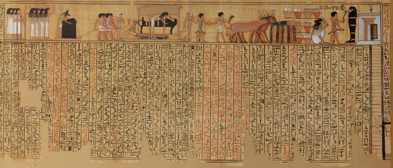 The Spirit of the Deceased Descending into its Tomb from the Book of the Dead of the Scribe Neqbed, New Kingdom by Egyptian 18th Dynasty