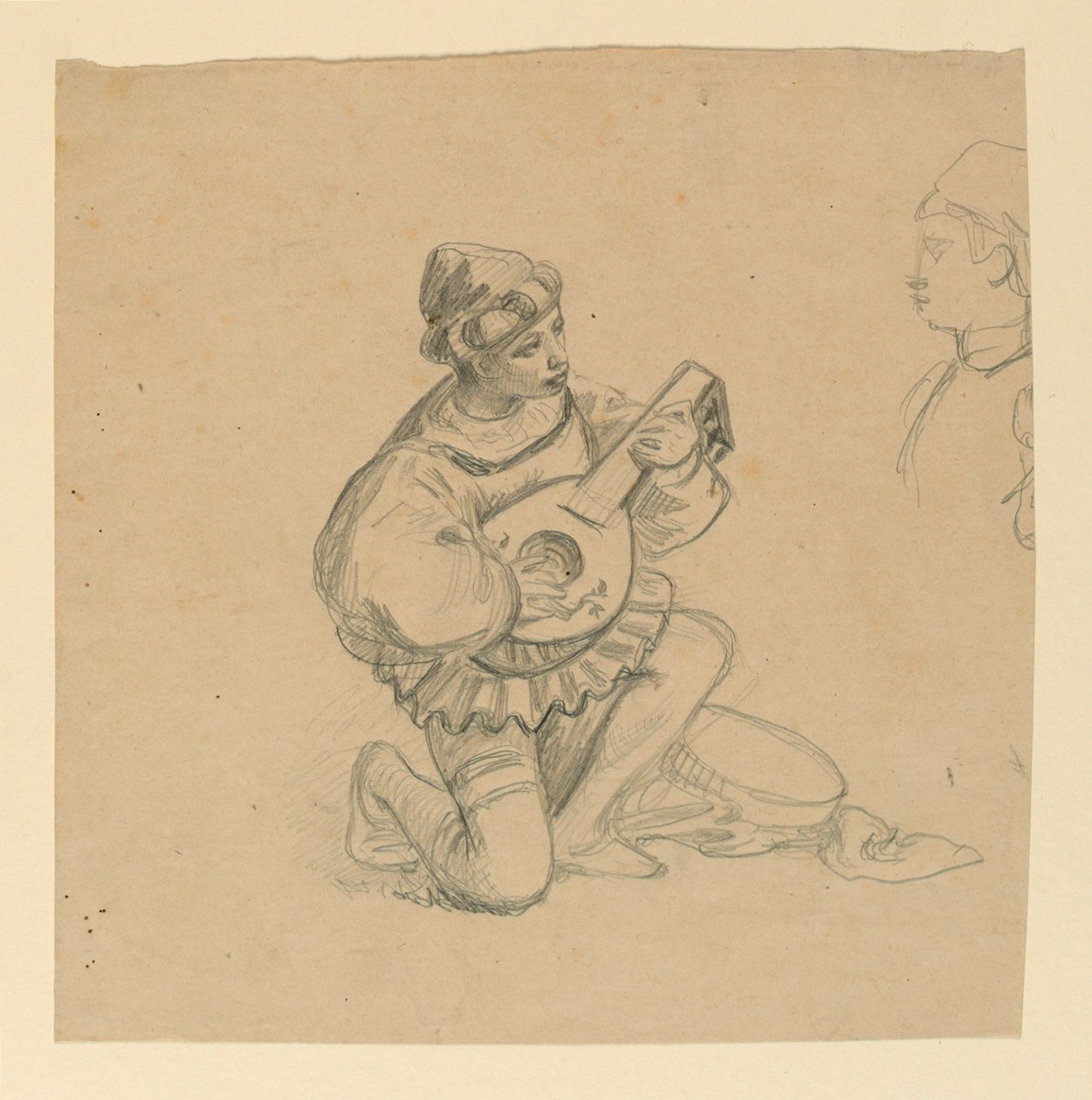 Boy playing a lute by Elihu Vedder