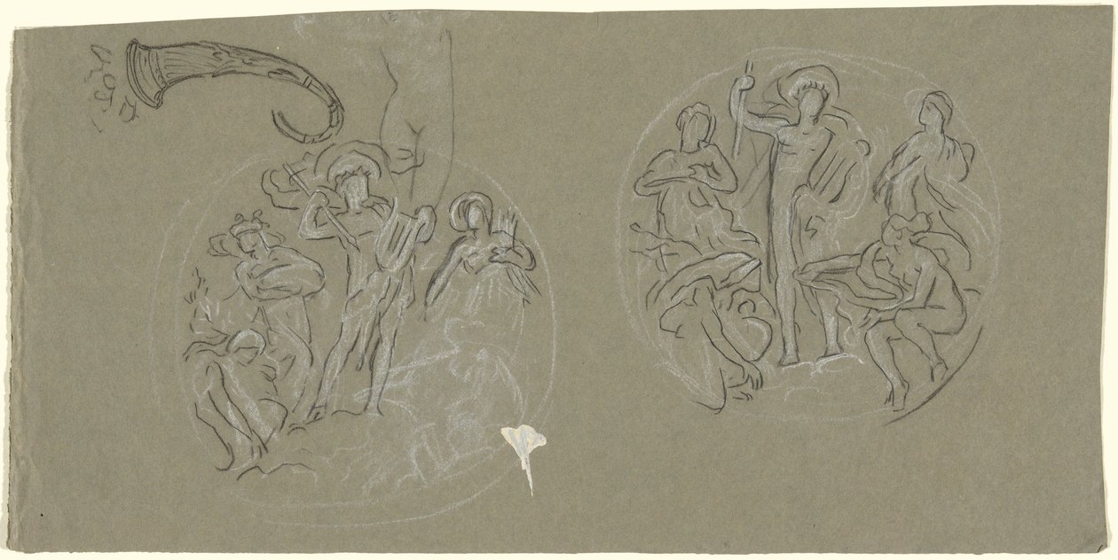 Sheet of Studies for Huntington Ceiling by Elihu Vedder