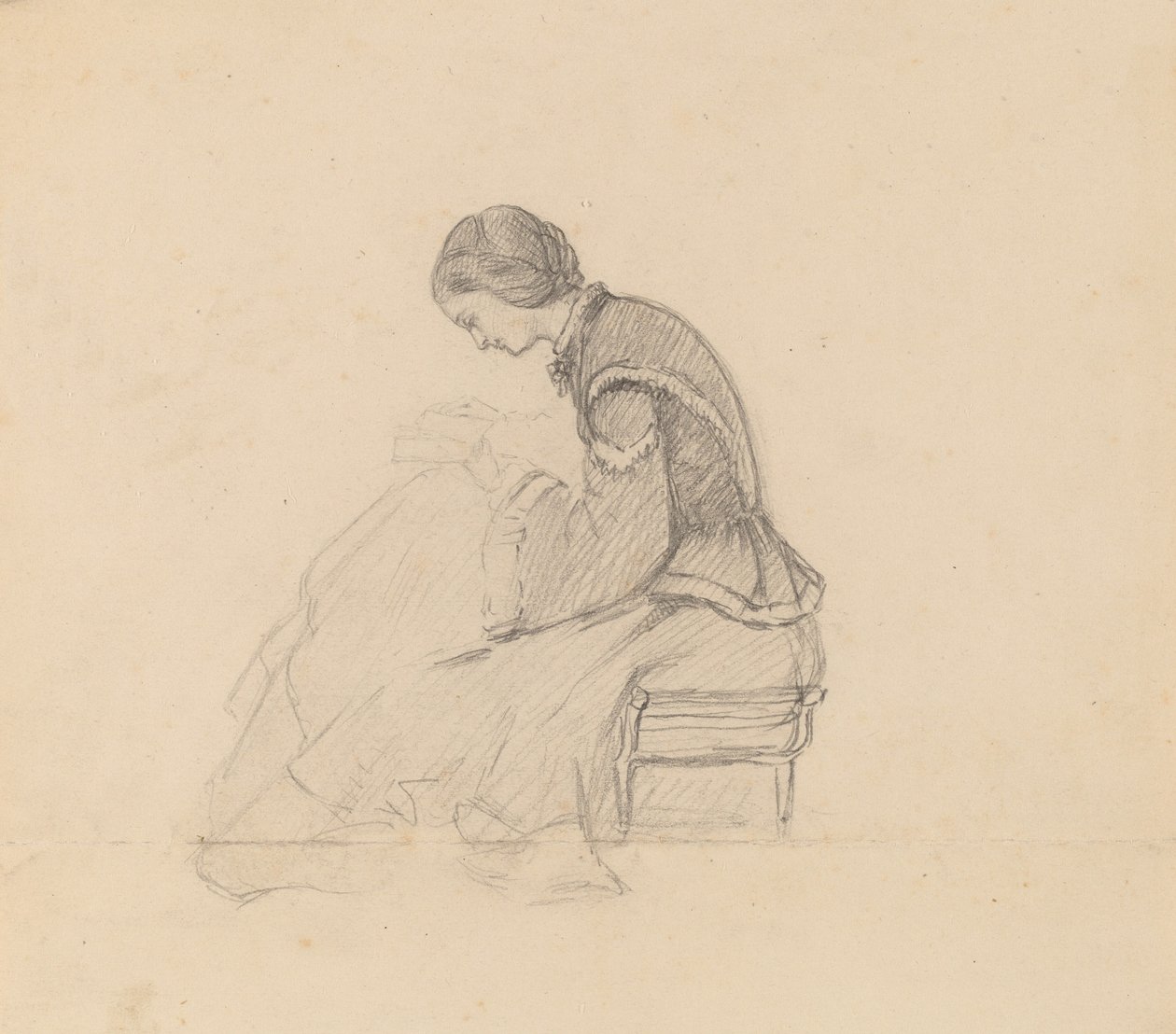 Study of a Girl Reading by Elihu Vedder