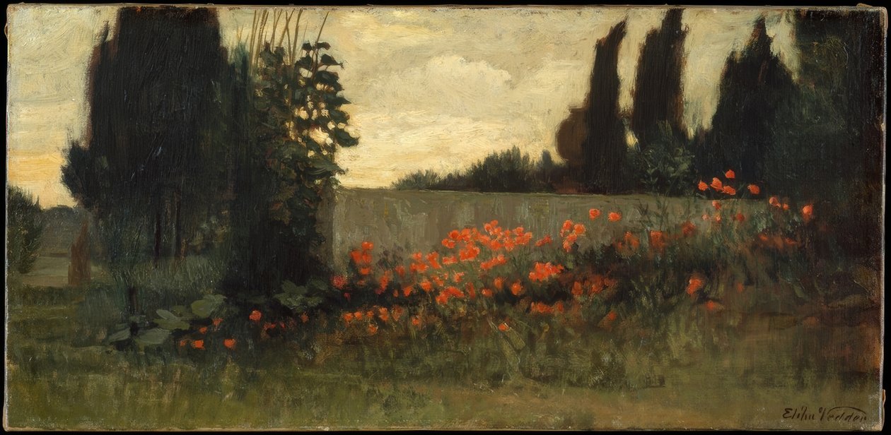 Cypress and Poppies by Elihu Vedder