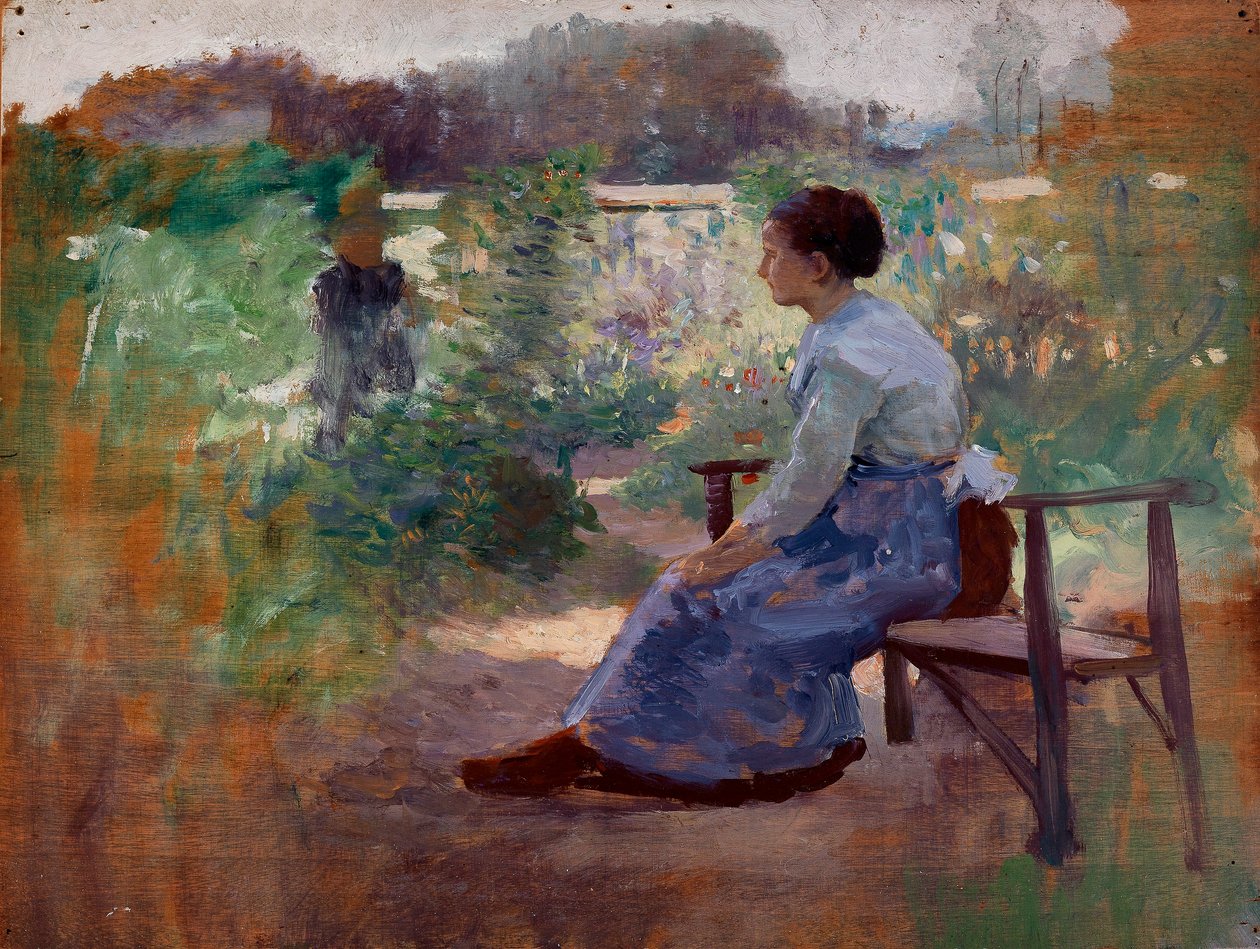 Woman Seated in a Garden by Eliphalet Fraser Andrews