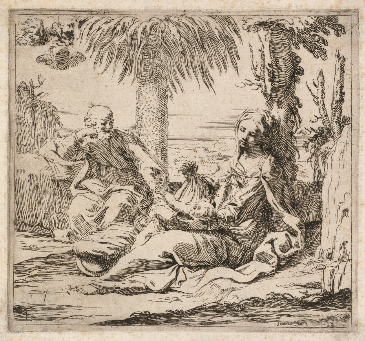 Rest on the Flight into Egypt by Elisabetta Sirani