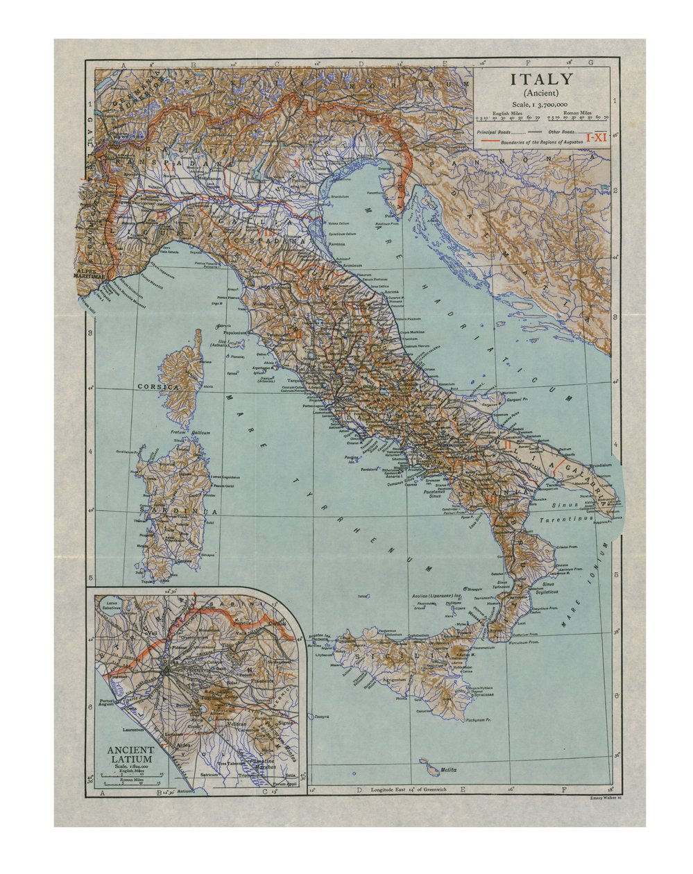 Map of Ancient Italy, c. 1910s by Emery Walker