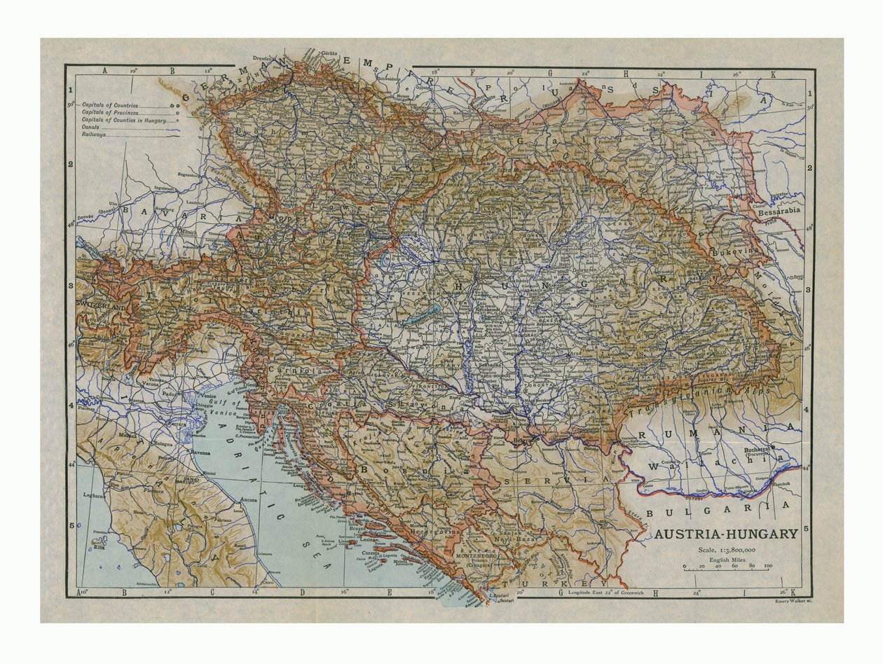 Map of Austria-Hungary by Emery Walker