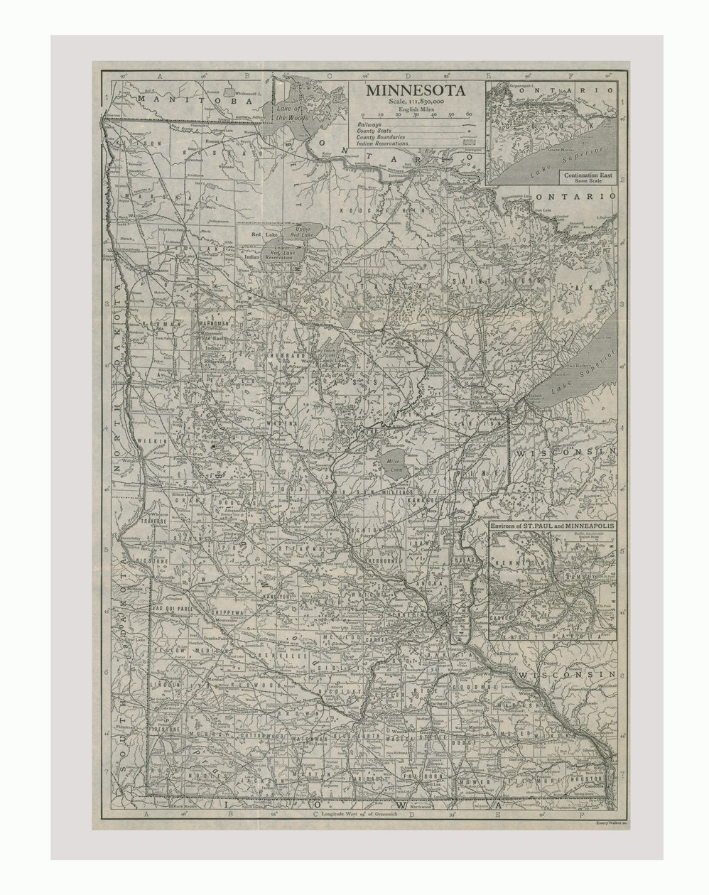 Map of Minnesota, USA by Emery Walker