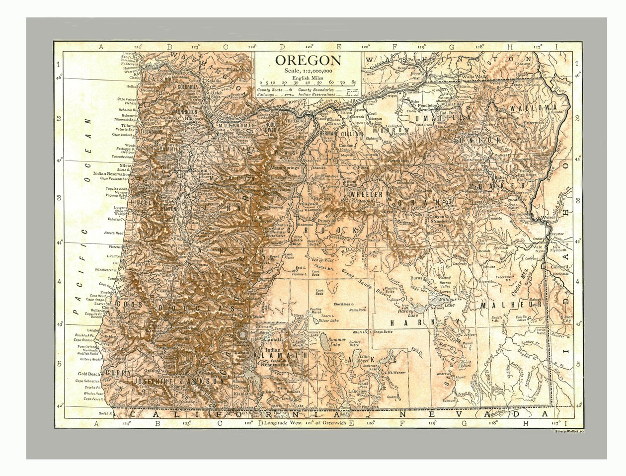 Map of Oregon by Emery Walker