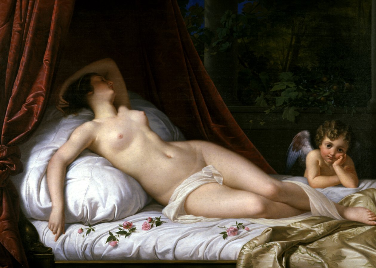 Recumbent Venus with Cupid by Emil Jacobs