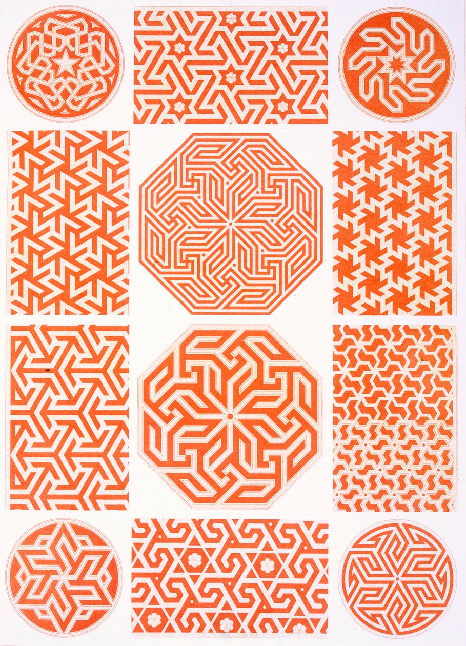 Stucco Decoration: Various Geometric Patterns by Emile Prisse d