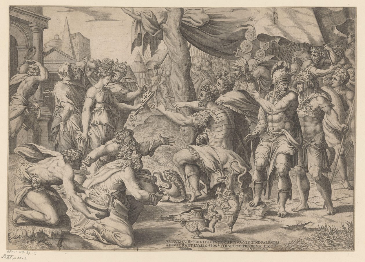 Scipio Receiving Gifts by Enea Vico (possibly)