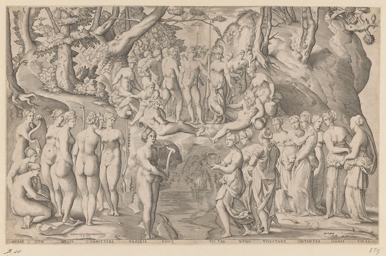 Contest Between the Muses and the Pierides by Enea Vico