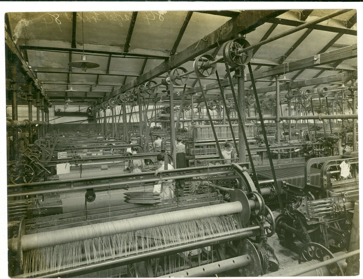 Cloth Weaving Room, Long Meadow Mill, 1923 by English Photographer